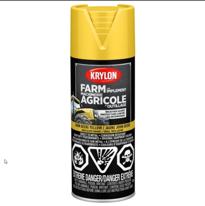 Krylon 41934 - Farm and Implement High Gloss DTM Enamel, aerosol John Deere Yellow 12 Oz