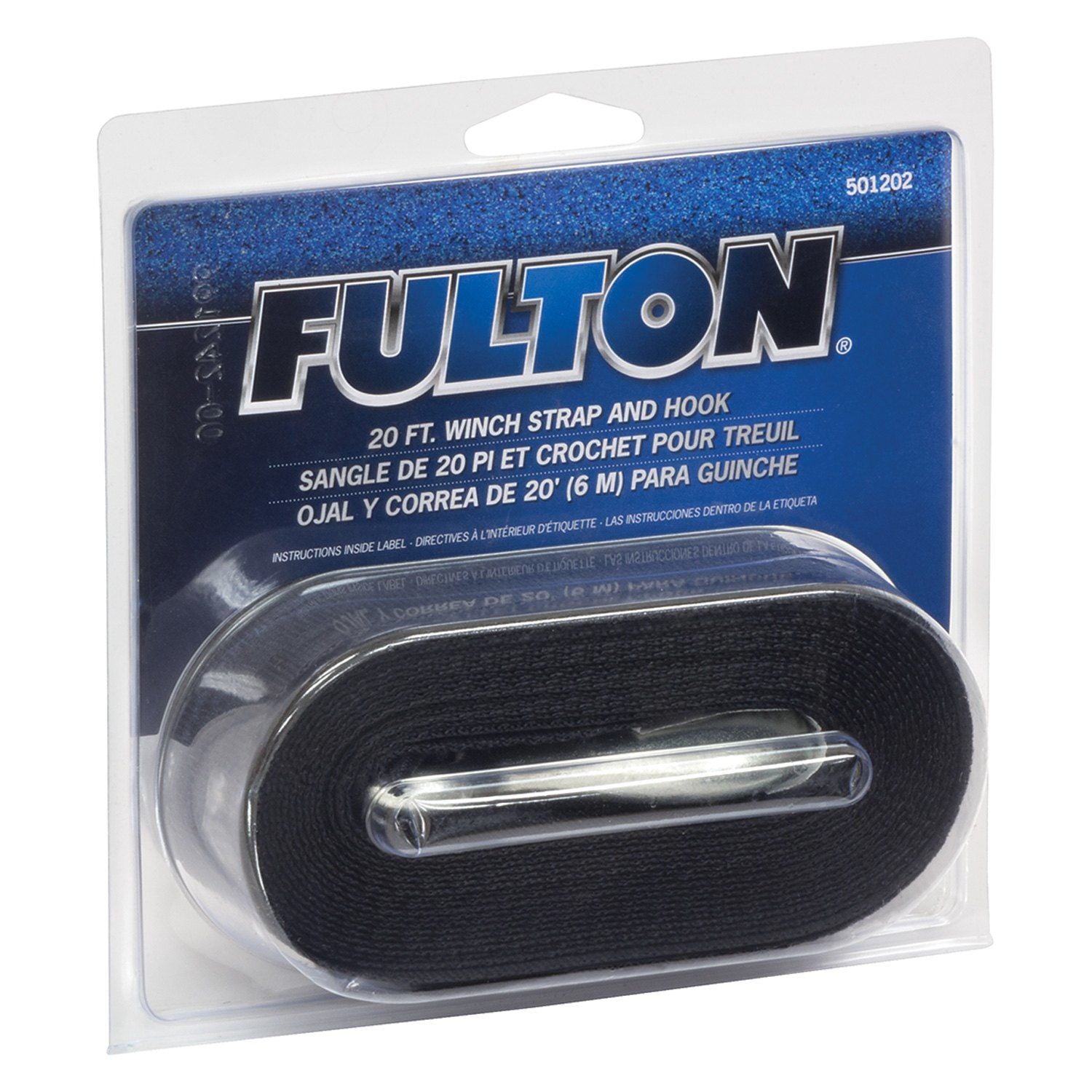 Fulton 501202  20' x 2" Black Winch Strap With Hook