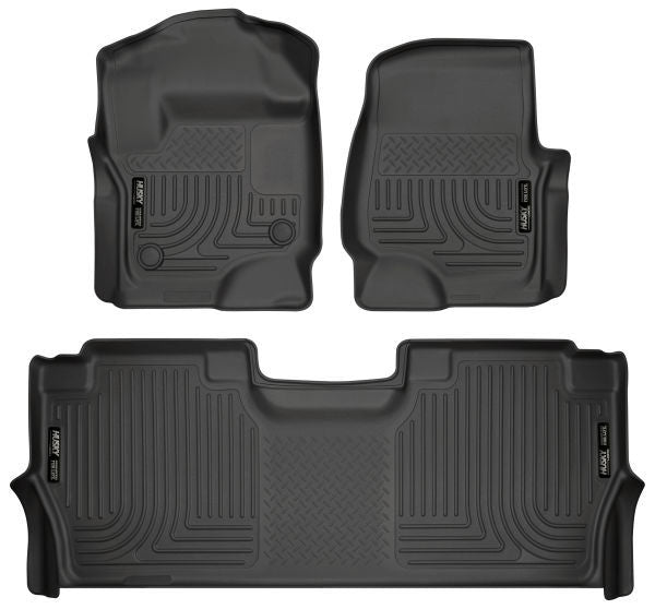 Husky Liners® • 94061 • WeatherBeater • Floor Liners • Black • Front & 2nd row • Ford F-250 Super Duty 17-22