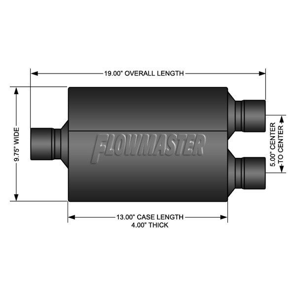 Flowmaster 9430452 - Super 44 Series Delta Flow™ Aluminized Steel Oval Black Exhaust Muffler (3" Center ID, 2.5" Dual OD, 13" Length)