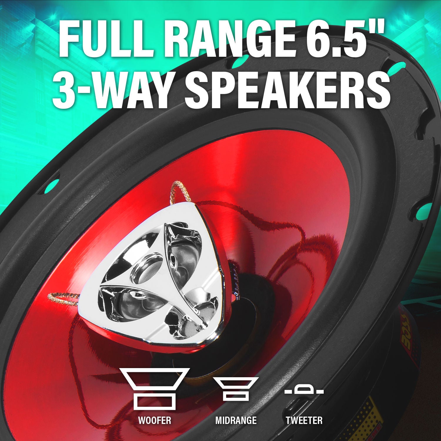 Boss CH6530 - Chaos Exxtreme 6.5" 3-Way 300W Full Range Speakers. (Sold in Pairs)