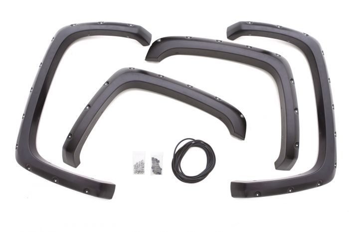 Lund RX135T - Elite Series Black Rivet Style Fender Flare Set - Front and Rear, Textured, 4-Piece Set Ford Ranger 2019