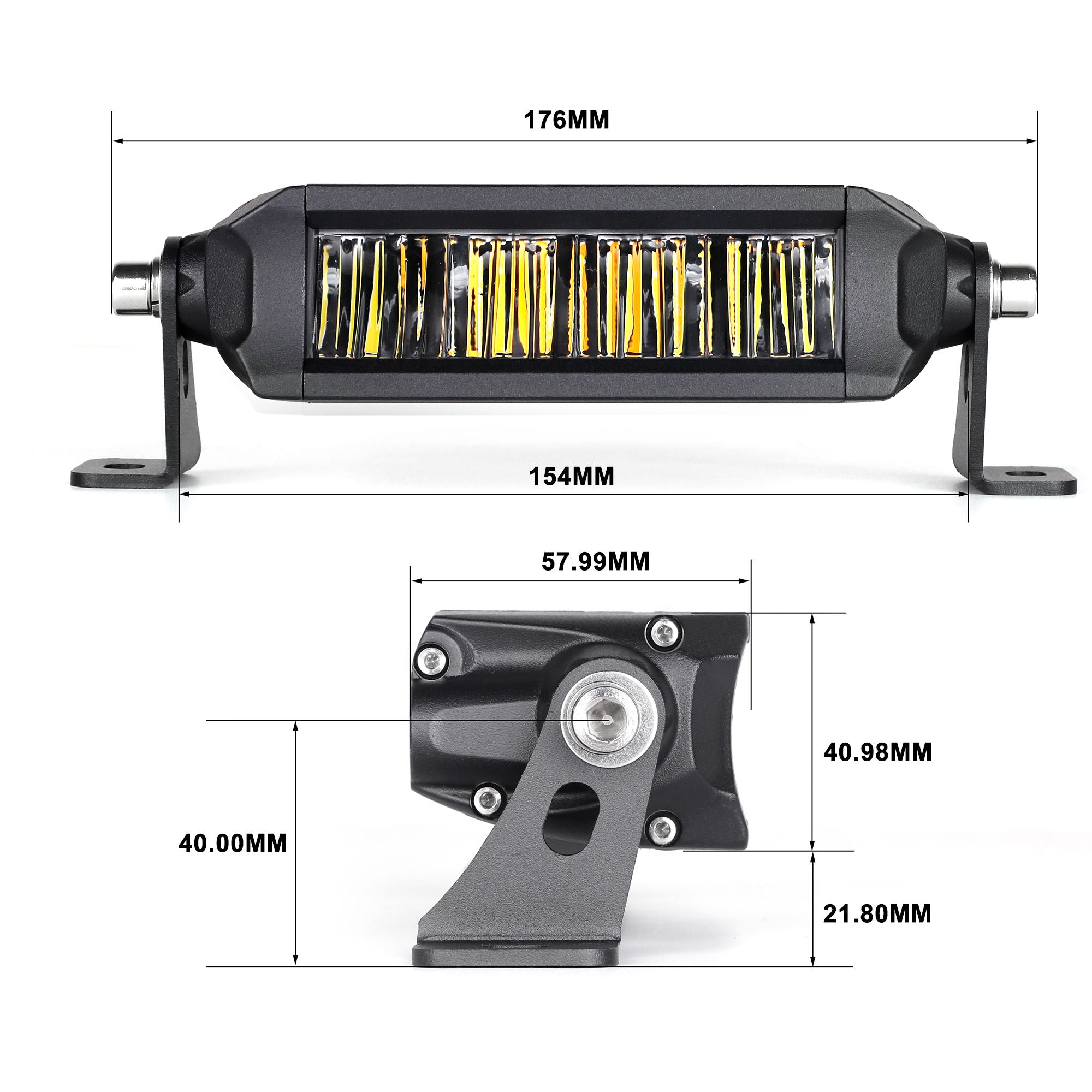 RTXOA416C40 - Street Legal Multi-Function Single Row Light Bar, 5W Led, Auxiliary Fog Light+Strobe Light, 6", 718Lm
