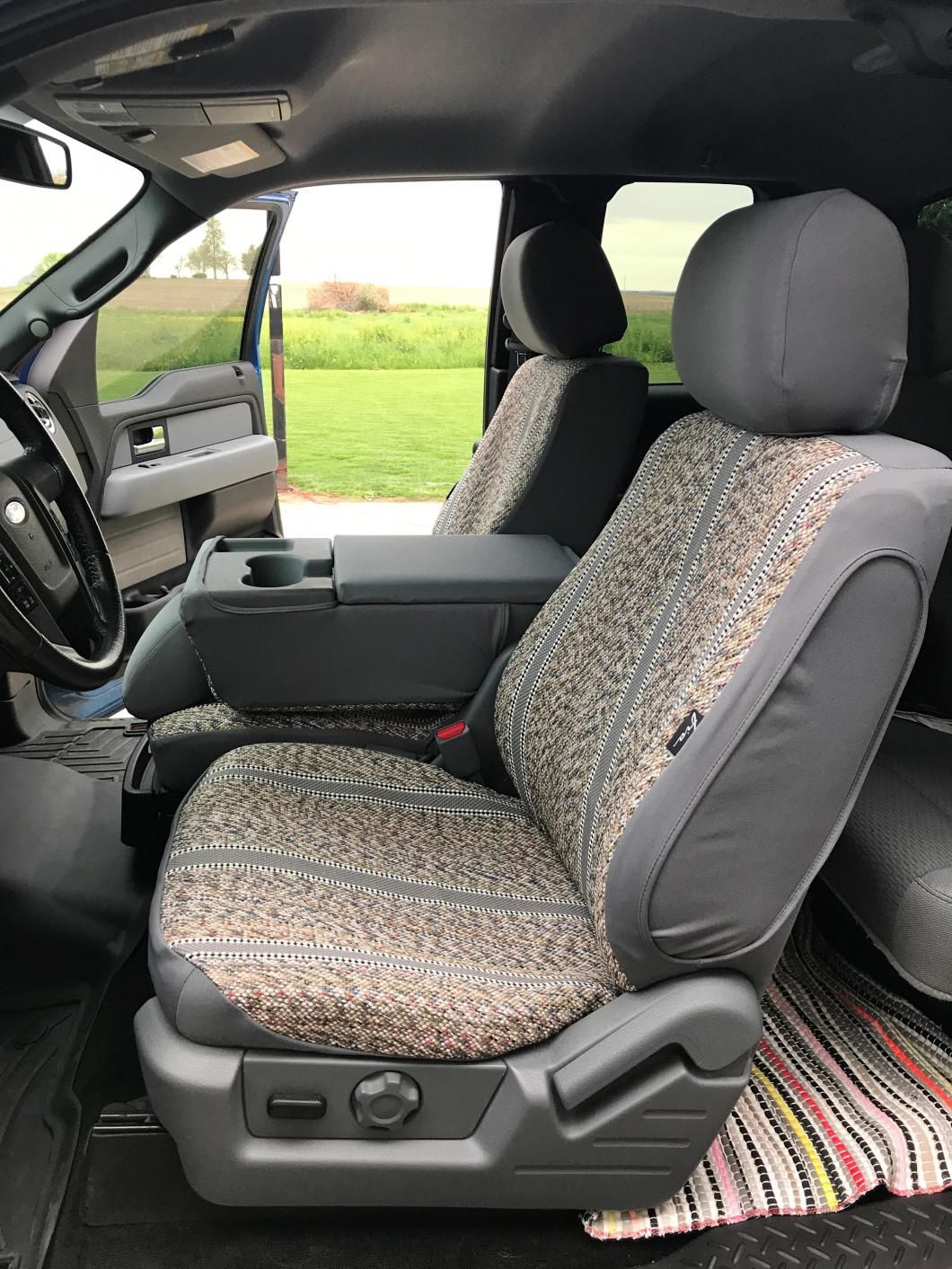 FIA® • TR47-35 GRAY • Wrangler Series Original • “Authentic Saddle Blanket” custom fit truck seat covers • Ford F-150 (40/20/40 Seat) 15-23 / F-250, F-350 (40/20/40 Seat) 17-23