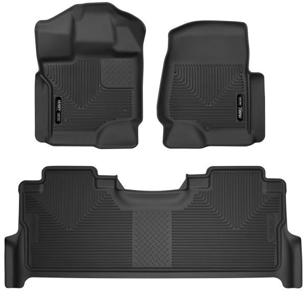 Husky Liners® • 53388 • X-Act Contour • Floor Liners • Black • Front & 2nd row • Ford F-250 Super Duty 17-22
