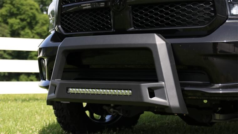 Lund 86521205 - Revolution Black Steel Bull Bar with Integrated LED Light Bar and without skid plate for Ram 2500 11-18